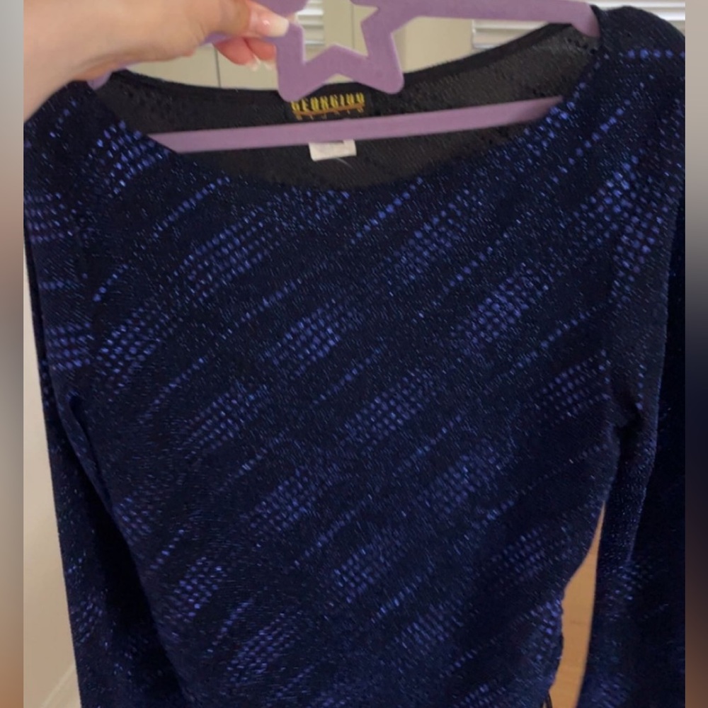 Sparkly Night Blue Long Sleeve Women’s Top